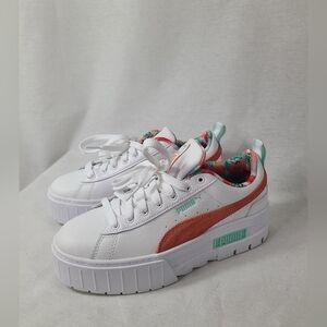 Puma Youth White Mayze Flower Aura 2 Sneakers Casual Shoes Size 7